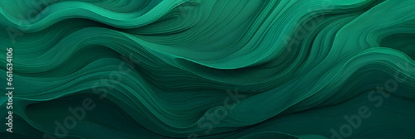 Fototapeta green Waves and swirled pattern, 3D, Banner