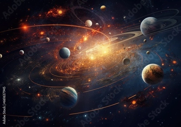 Obraz "Planetary Parade: When the Celestial Spheres Align" Generativ Ai,