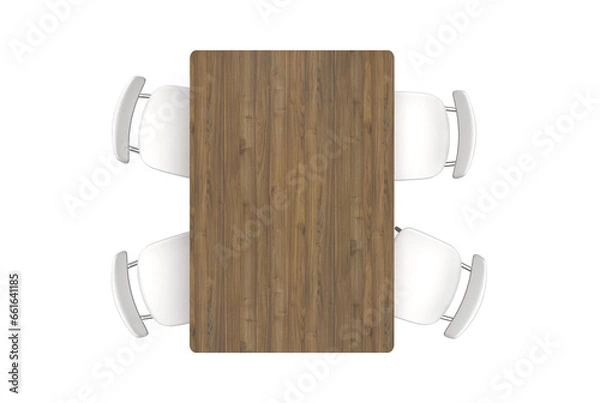 Fototapeta Isolated 3D table and chairs scene creator rendering.