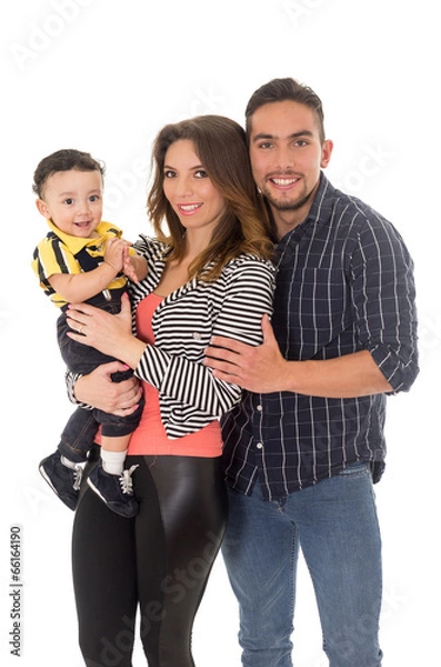 Obraz family hispanic on a white background