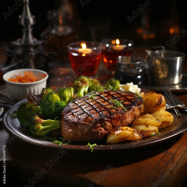 Obraz grilled meat with vegetables