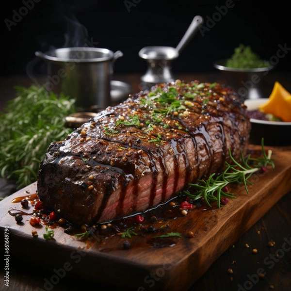 Obraz grilled steak with vegetables