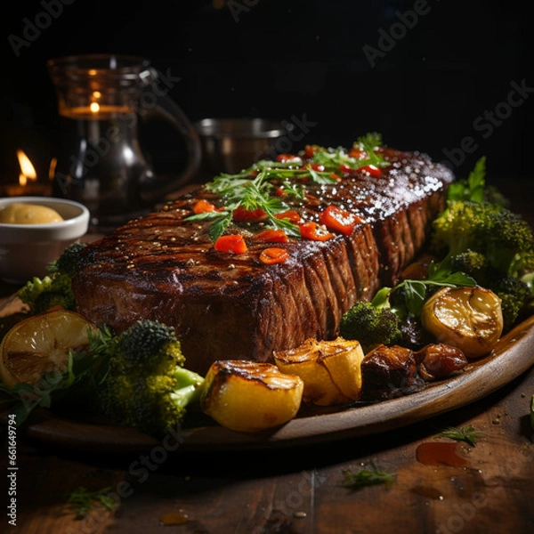 Obraz lamb chops with vegetables