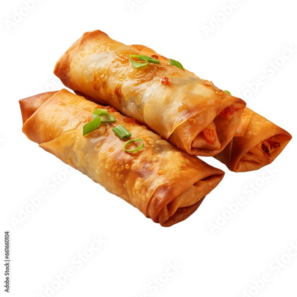 Fototapeta fried egg roll isolated on white background, ai generated