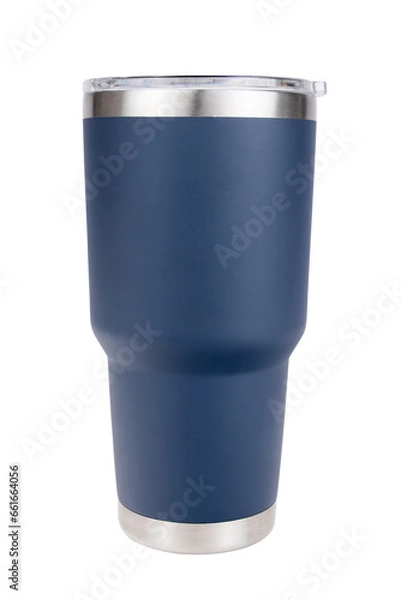 Fototapeta navy coffee tumbler, perfect for mock up images for branding