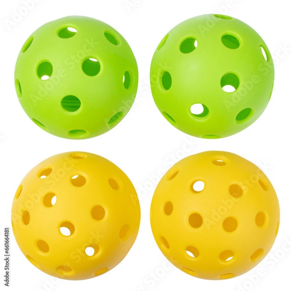 Fototapeta Pickle balls, two yellow and two green