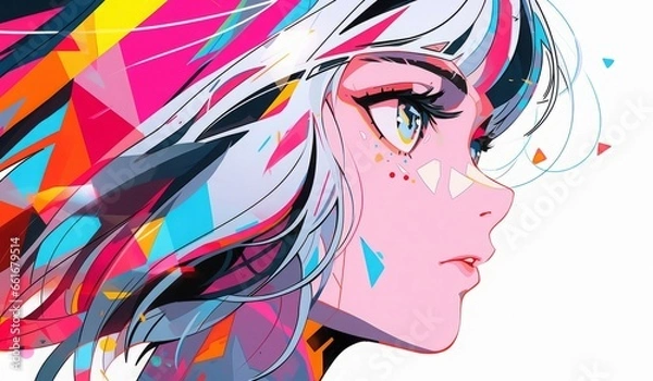 Fototapeta カラフルヘアーの女性,Generative AI AI画像