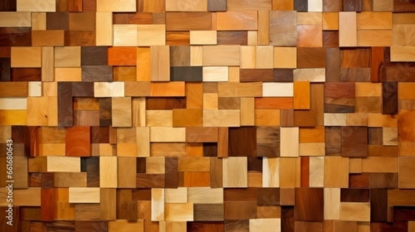 Fototapeta Wood marquetry wall parquet, abstract pattern background