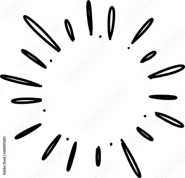 Fototapeta Doodle sketch style of Starburst, sunburst,  Element Fireworks Black Rays. Comic explosion effect. Radiating, radial lines. cartoon hand drawn illustration for concept design. 