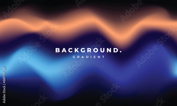 Fototapeta Colorful fluid gradient mesh background template copy space. Smooth color gradation on dark backdrop. Wavy and liquid vibrant color design for poster, banner, presentation, cover, or magazine.