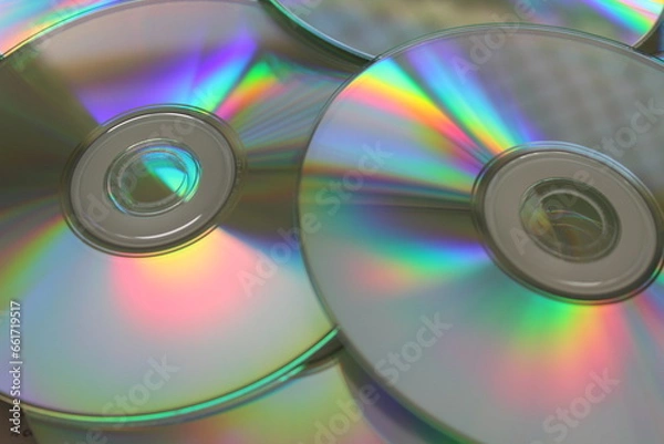 Fototapeta Light reflecting of a number of compact discs. 
