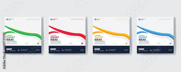 Fototapeta Modern Creative Corporate Business marketing agency promotion social media post template. Editable square banner design with place for the photo