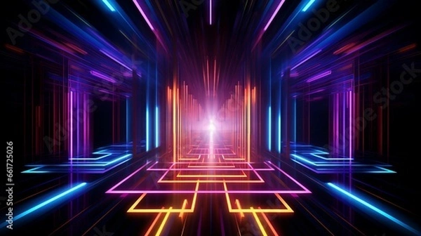 Fototapeta Dynamic red backdrop with pulsating circuitry, creating a cutting-edge atmosphere.