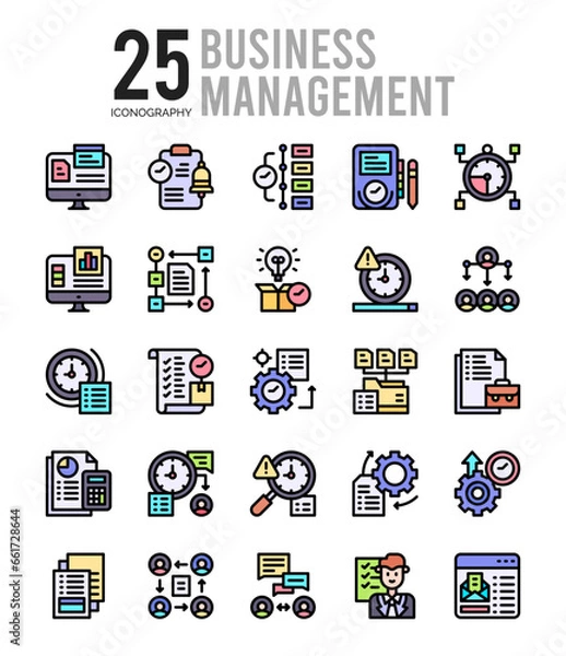 Fototapeta 25 Business Management Lineal Color icon pack. vector illustration.