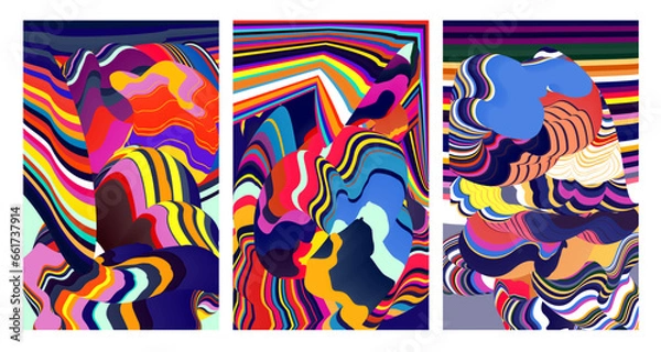 Fototapeta Vector colorful abstract psychedelic liquid and fluid background pattern 2024