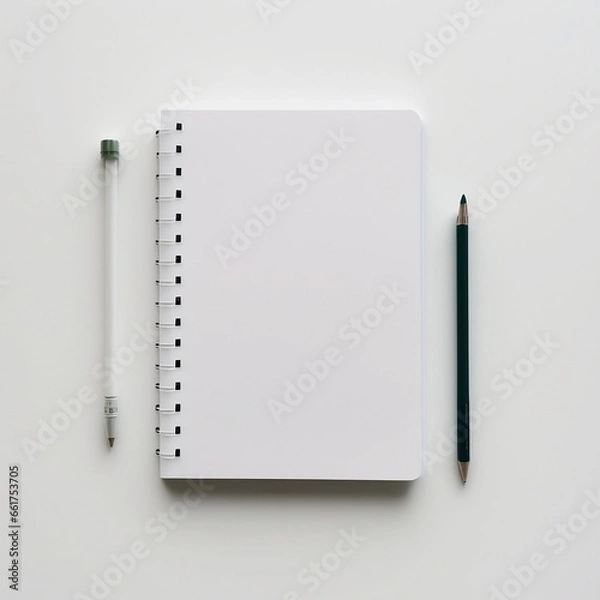 Obraz Blank Notepad Mockup on a Clean White Table