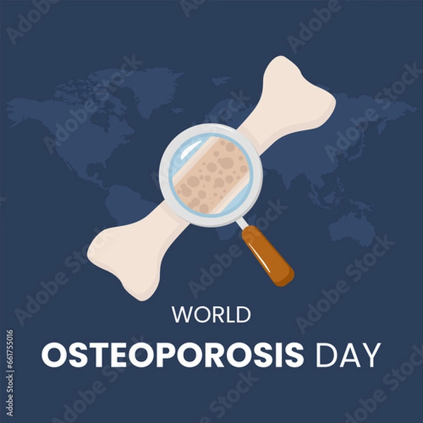 Fototapeta Vector graphic of bones viewed with a magnifying glass suitable for world osteoporosis day awareness poster