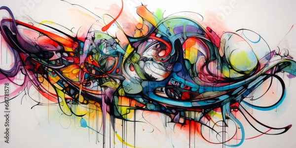 Obraz Crazy Colorful Abstract Graffiti Background Created Using Artificial Intelligence