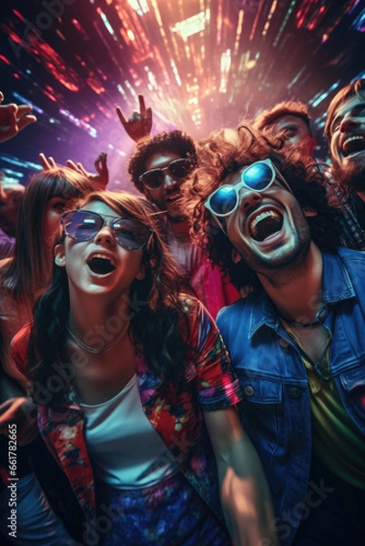 Obraz Group of friends partying in a nightclub