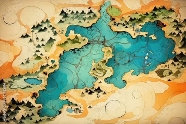 Fototapeta Abstract treasure map