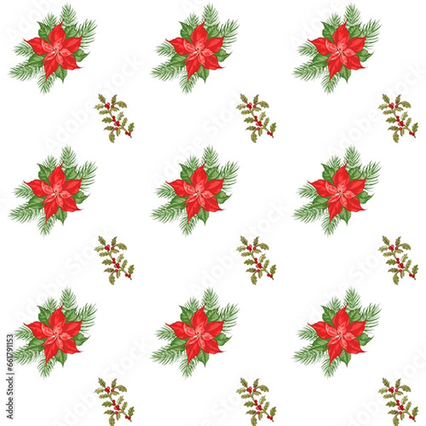 Fototapeta Free vector Christmas pattern with snowflakes