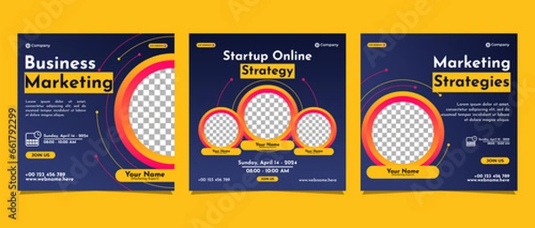 Fototapeta Digital business marketing banner social media post template. Suitable for business webinar, marketing webinar, online class program, etc.