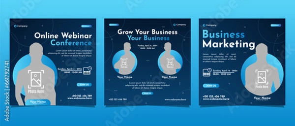 Obraz Digital business marketing banner social media post template. Suitable for business webinar, marketing webinar, online class program, etc.