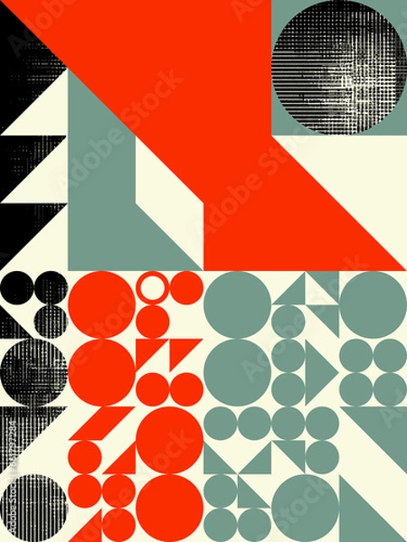 Obraz Abstract colour bitmap composition created using geometric shapes and grunge style texture.