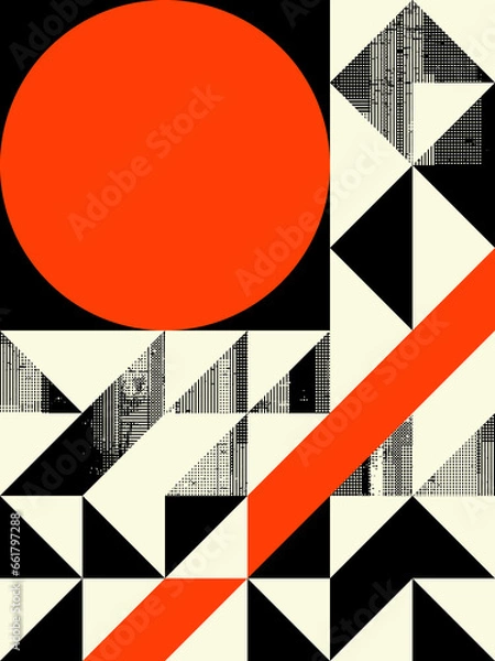 Obraz Abstract colour bitmap composition created using geometric shapes and grunge style texture.