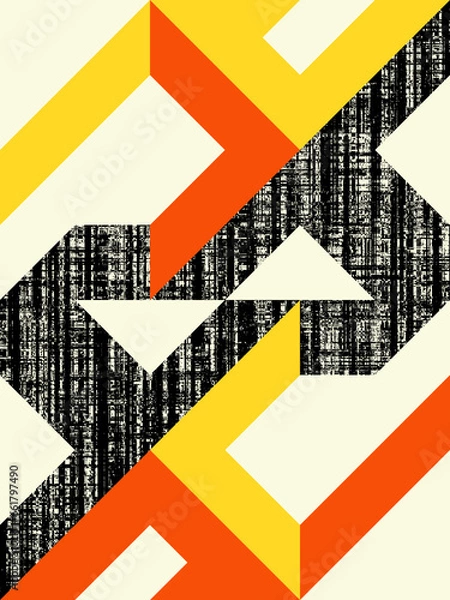 Obraz Abstract colour bitmap composition created using geometric shapes and grunge style texture.