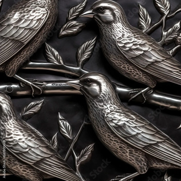 Obraz Elegant birds in silver. Perfect for fantasy, high fantasy, book covers, cards, invitations, games and more.	