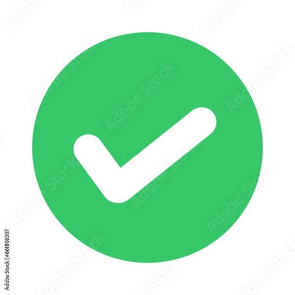 Obraz check mark button tick yes button vector illustration round green background