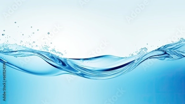Fototapeta Water movements background, blue wavy liquid splash, ai generated