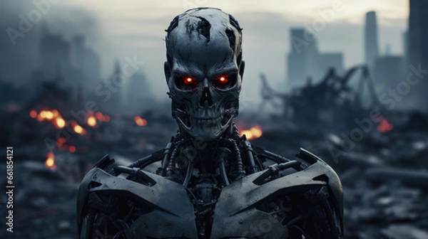 Fototapeta An evil enemy robot launches an assault, plunging the world into war and chaos with dire consequences