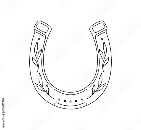 Obraz Vector isolated one single simple symmetrical ornate horseshoe colorless black and white contour line easy drawing