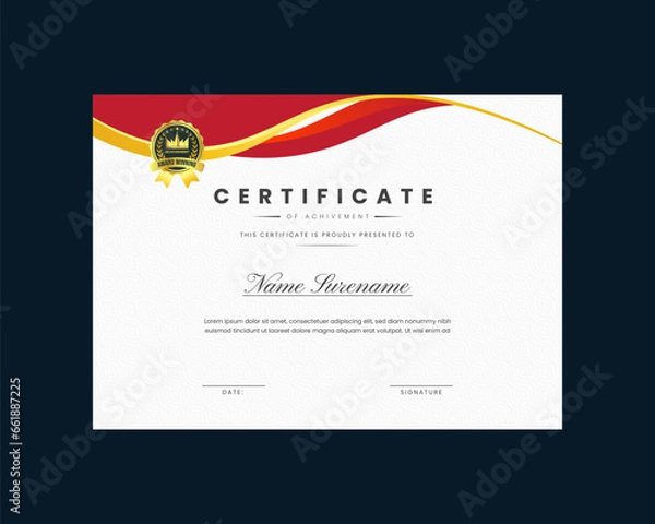 Fototapeta Modern design certificate template with simple elegant and luxurious in horizontal a4 size