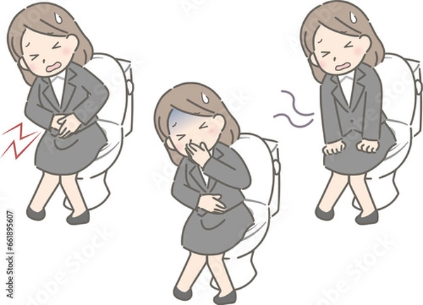 Fototapeta トイレで苦しむ若い女性（スーツ）