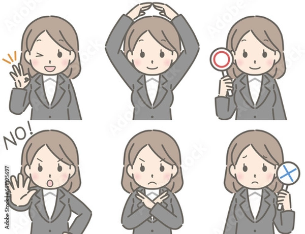 Fototapeta 若い女性のイエスとノー（スーツ）