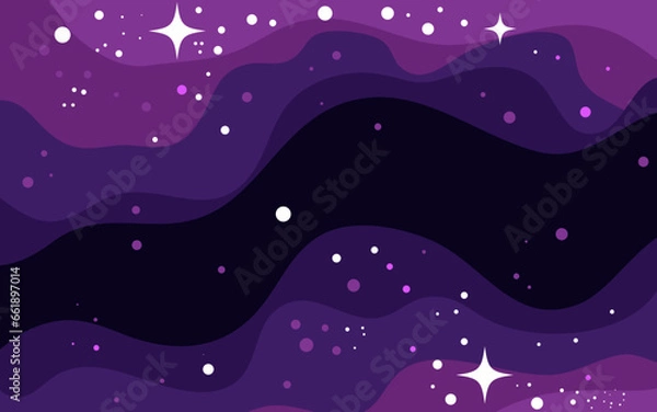 Obraz Vector space background . Cute flat style template with Stars in Outer space