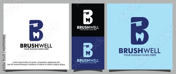 Obraz Vector brush and teeth and letter B logo template
