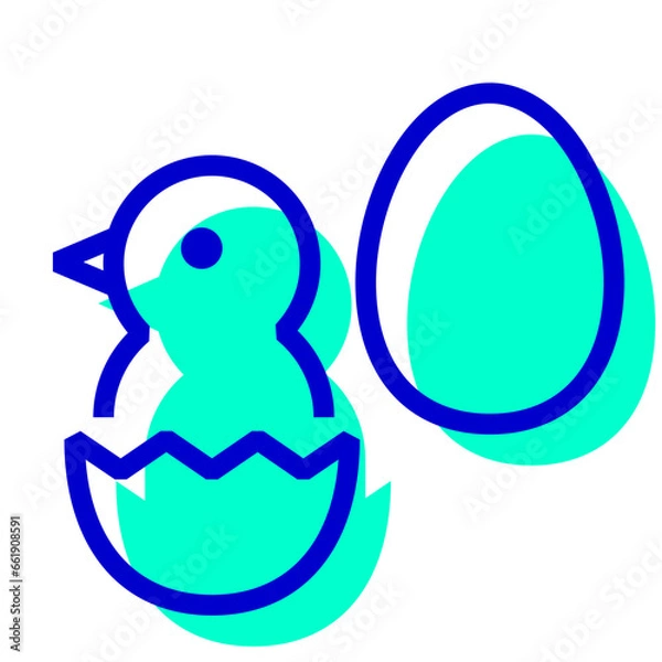 Fototapeta 鳥、卵、ひよこを表す2色スタイルのアイコン