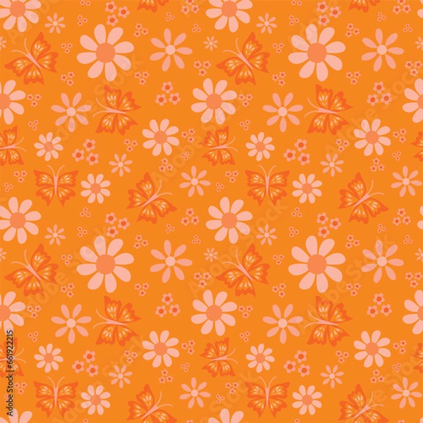 Obraz Orange Butterfly Garden Repeating Pattern