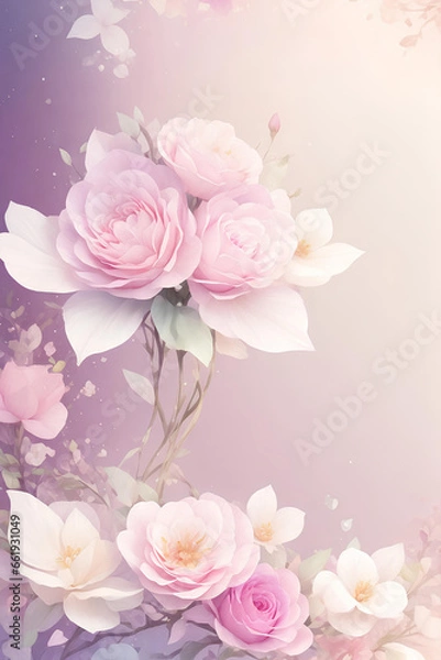 Fototapeta Background with flowers in soft colors . AI