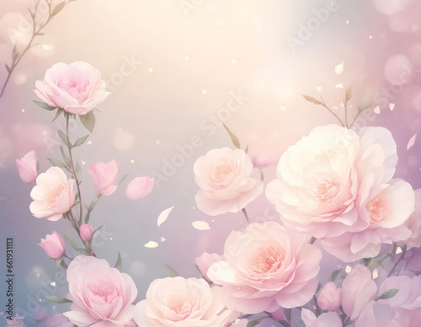 Fototapeta Background with flowers in soft colors . AI