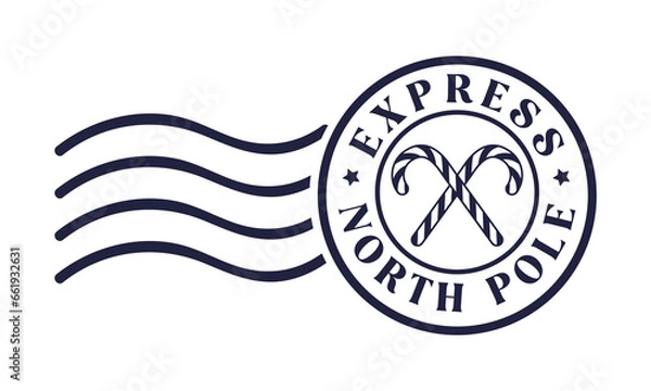 Obraz Express North Pole Sign Stamp Design.