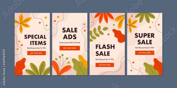 Fototapeta Abstract Colorful design for promotion sale. Trendy Sale Discount template for social media post, stories, or advertisement.