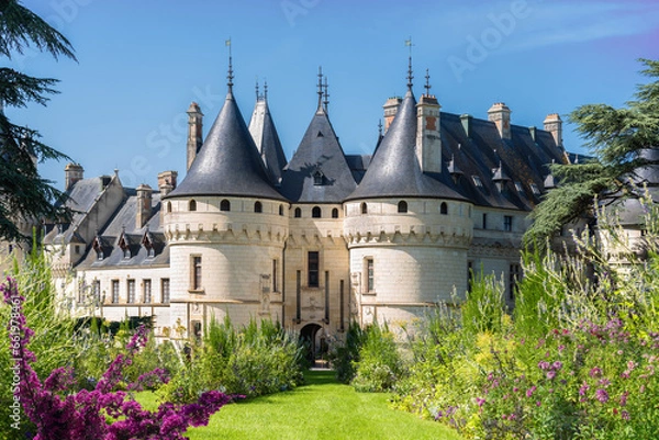 Fototapeta Front view of the famous Domain of Chaumont Sur Loire and the resilient beautiful garden in the summer time in France