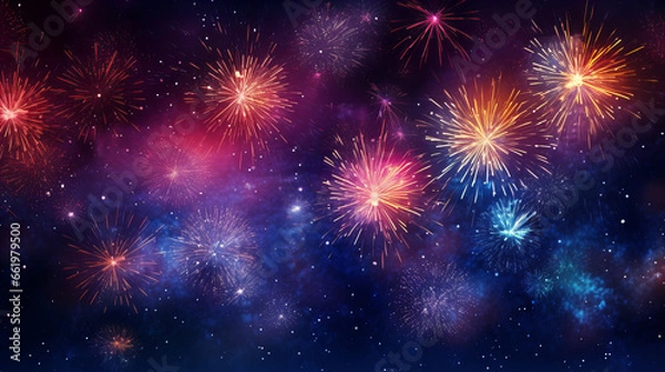 Fototapeta fireworks in the night sky, sylvester, Generative AI