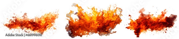 Obraz Set of explosions fire splatters isolated on transparent background 