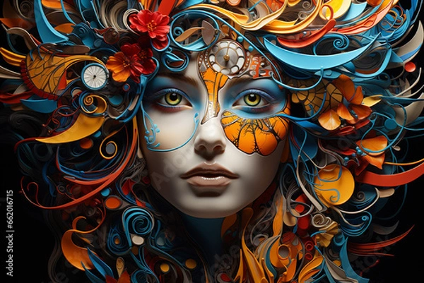 Fototapeta Abstract illustration that visualizes the complex and labyrinthine nature of the Borderline Personality Disorder mind, using intricate patterns to symbolize the tangled thoughts and emotions